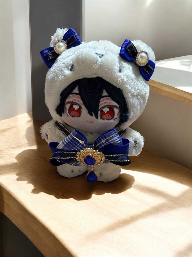 いつぬい用リボンチョーカー 耳飾り 一緒に暮らすぬい ブルー