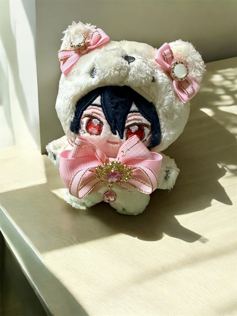 いつぬい用リボンチョーカー 耳飾り 一緒に暮らすぬい ピンク