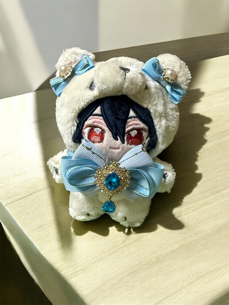 いつぬい用リボンチョーカー 耳飾り 一緒に暮らすぬい 水色