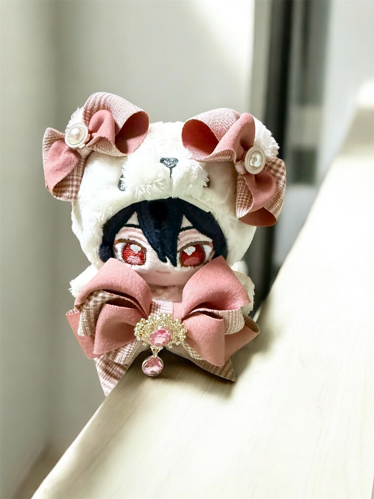 いつぬい用リボンチョーカー 耳飾り 一緒に暮らすぬい ピンク