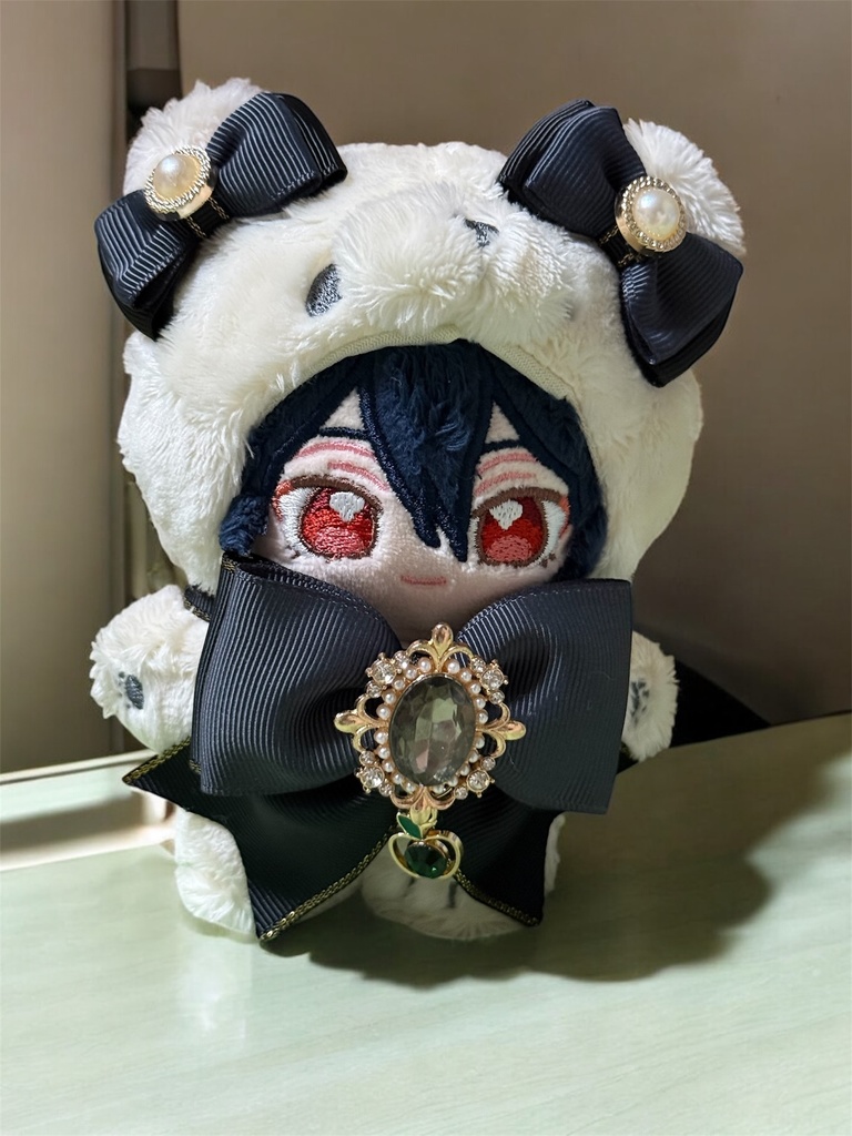 いつぬい リボンチョーカー 耳飾り 黒 一緒に暮らすぬい