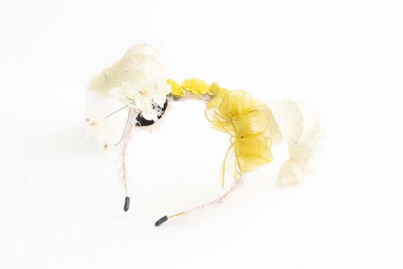 角カチューシャ 花 リボン