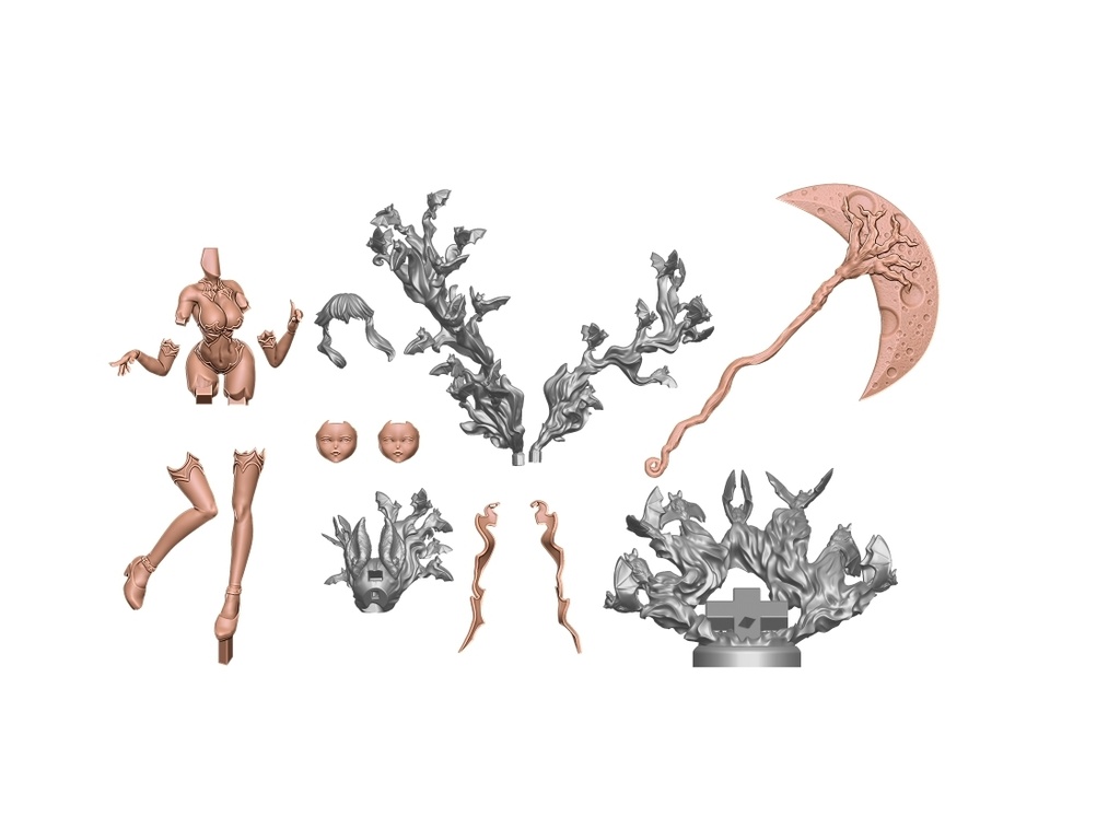 「コウモリ娘と月」