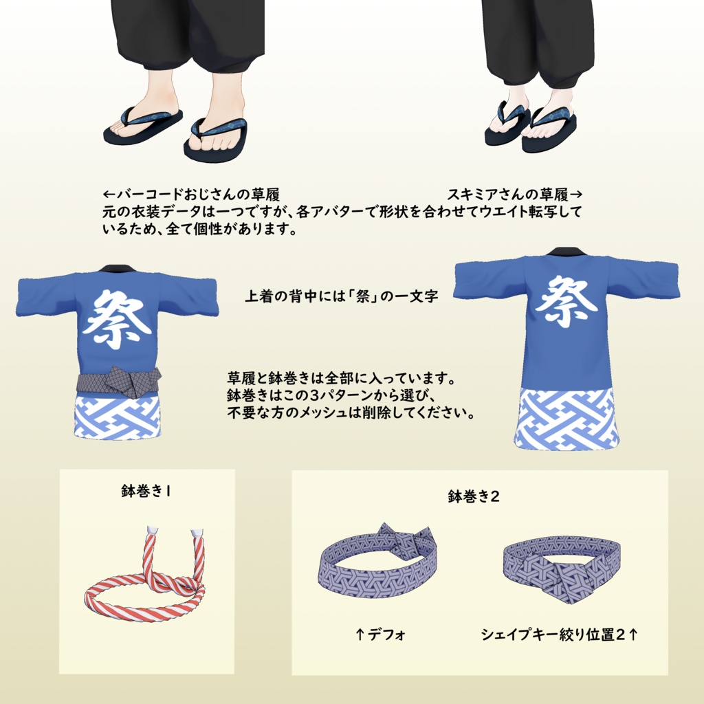お祭り衣装データ(VRChat用)