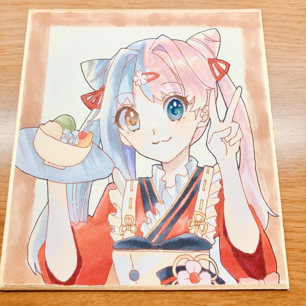 ミニ色紙　和メイド朱理ちゃん