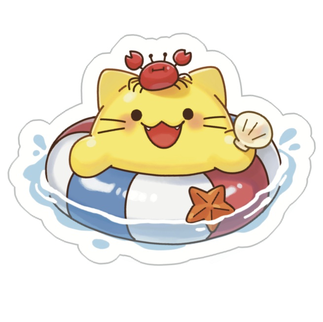 にゃんぷっぷー夏満喫ステッカー①うきわ