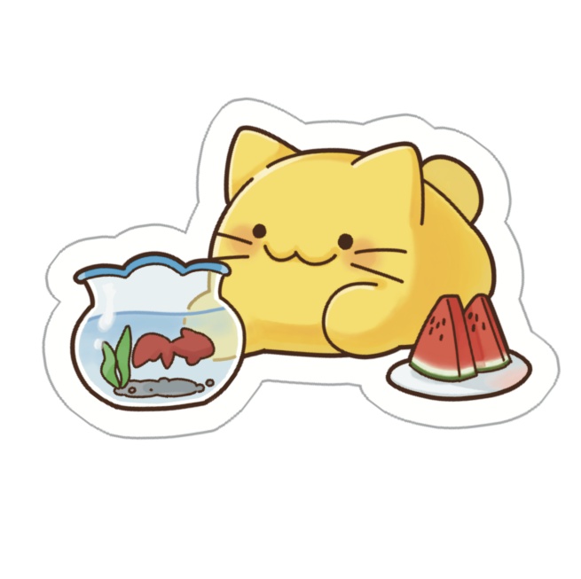 にゃんぷっぷー夏満喫ステッカー②きんぎょ