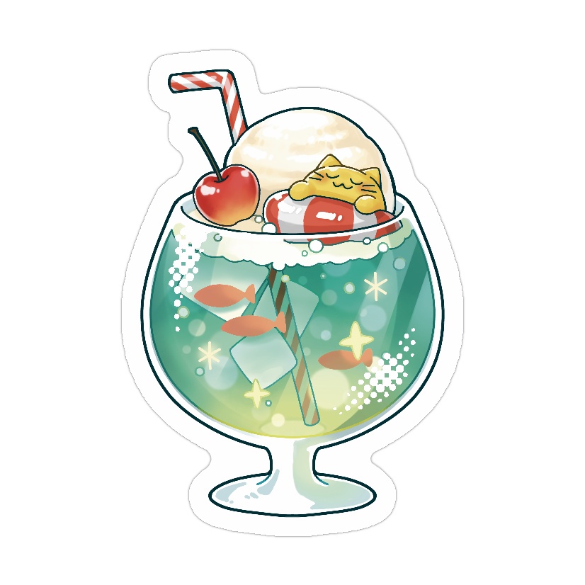 にゃんぷっぷーステッカー　クリームソーダ