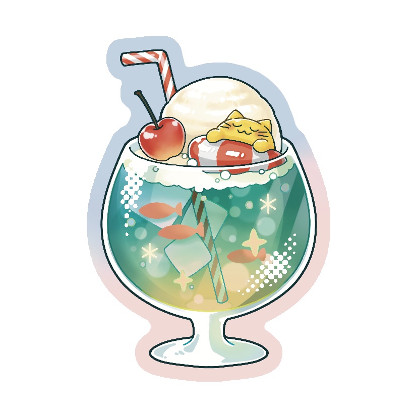 にゃんぷっぷー　オーロラアクキー　クリームソーダ