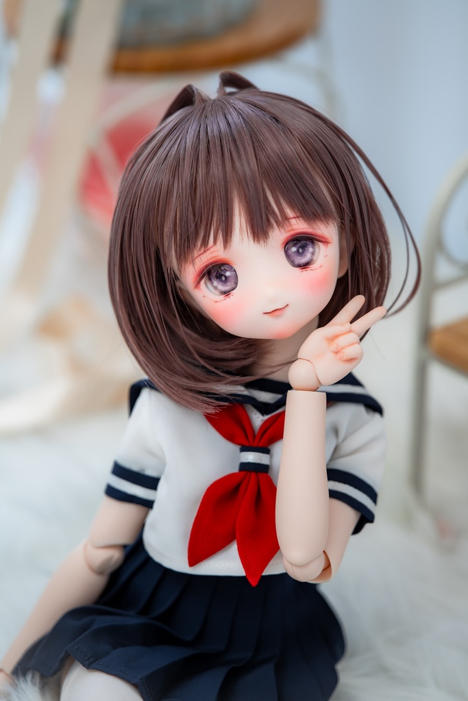 DDH-22（セミホワイト肌）カスタムヘッド＋おまけアイ　ソフビ盛り削りあり　難あり