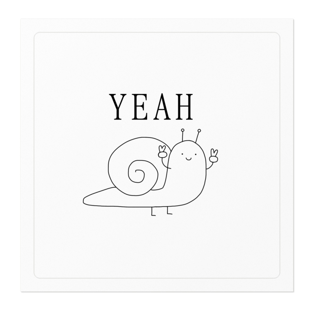 YEAHかたつむりのステッカー。