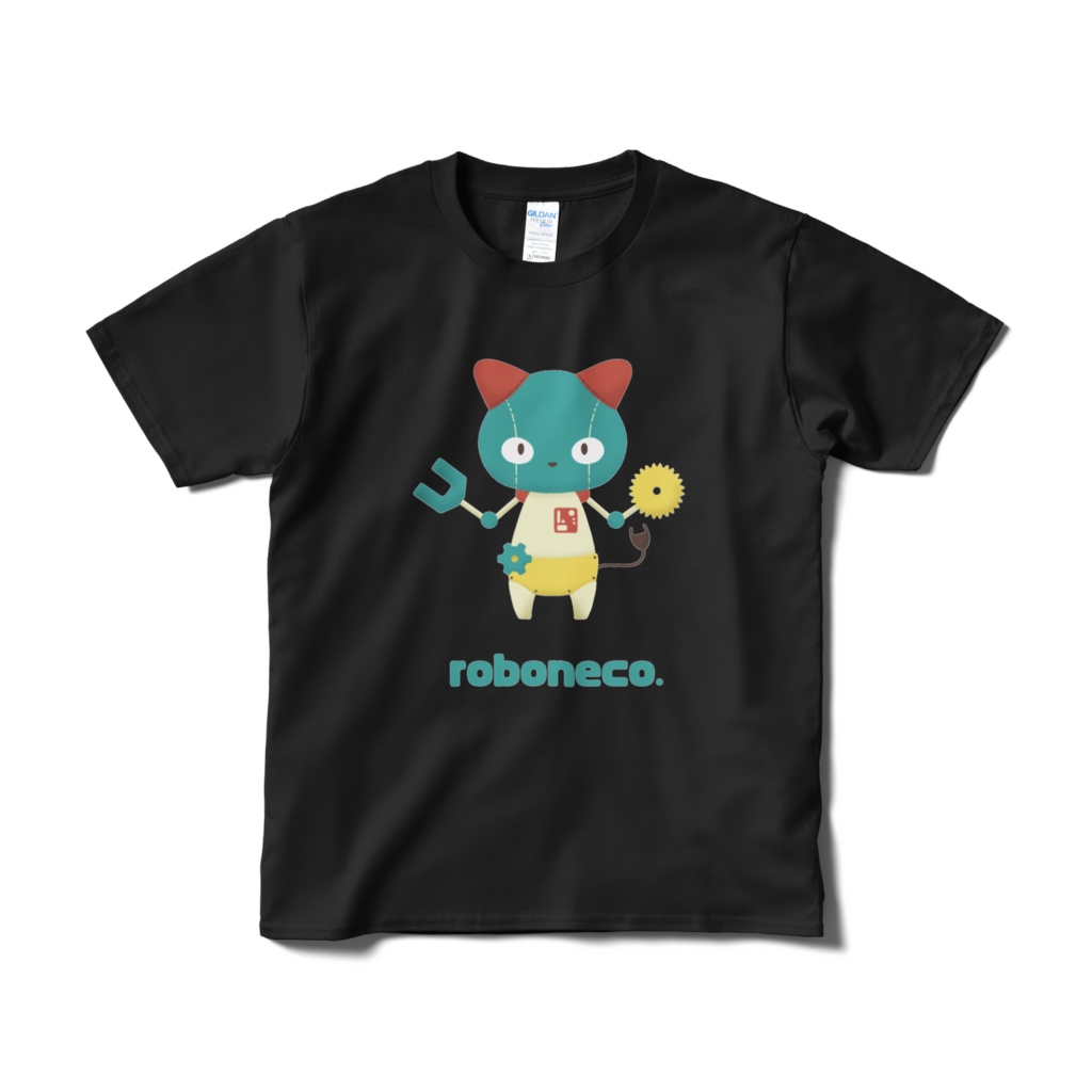 ロボねこちゃんのTシャツ。(黒)