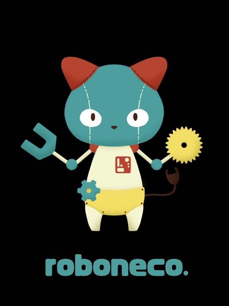 ロボねこちゃんのTシャツ。(黒)