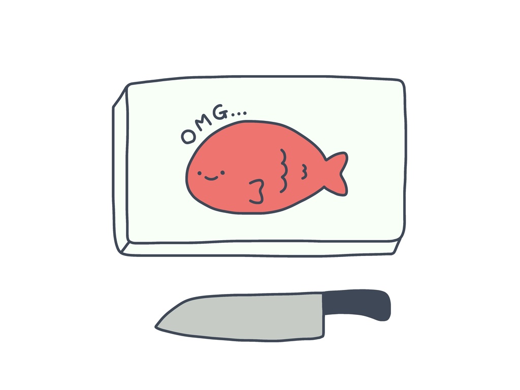 まな板の上の鯉Tシャツ。