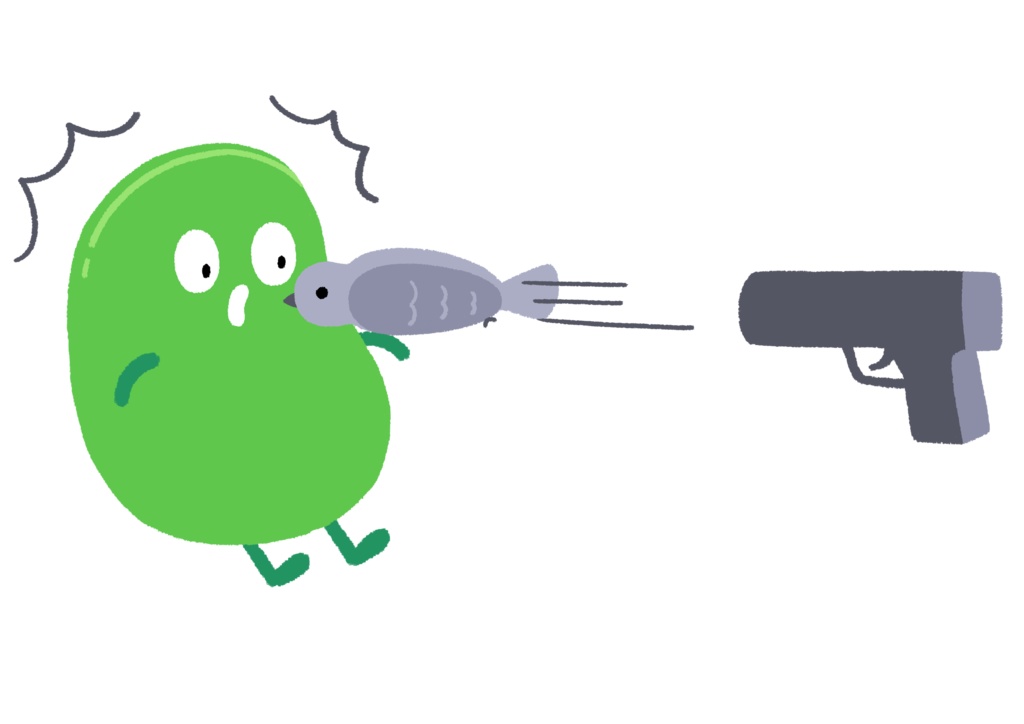 豆が鳩鉄砲食らったTシャツ。