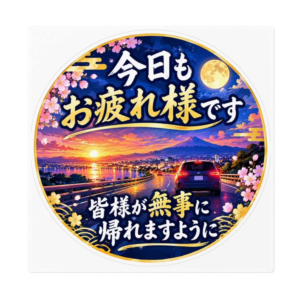 「今日もお疲れ様です/無事に帰れますように」車用ステッカー
