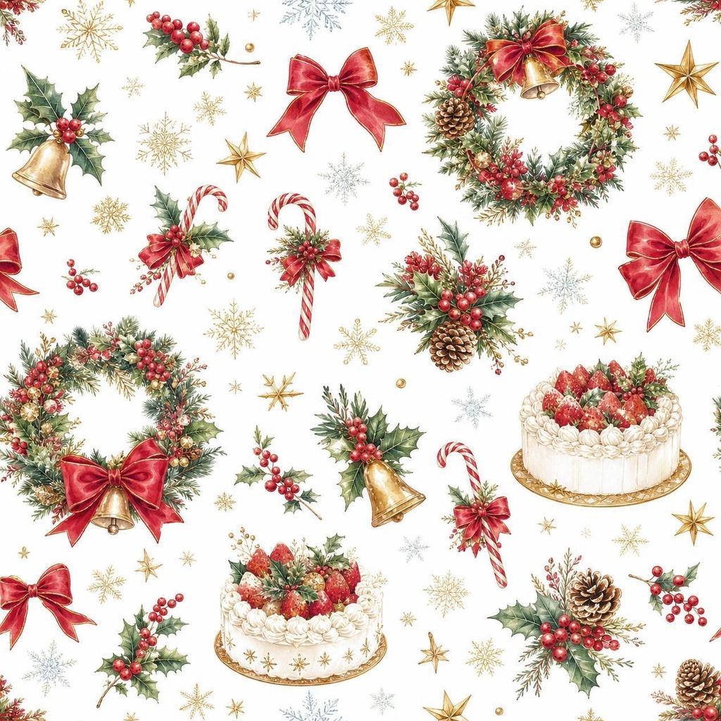 【商用利用OK】クリスマスデジタルペーパー8種+透過フレーム2種|3000×3000px PNG