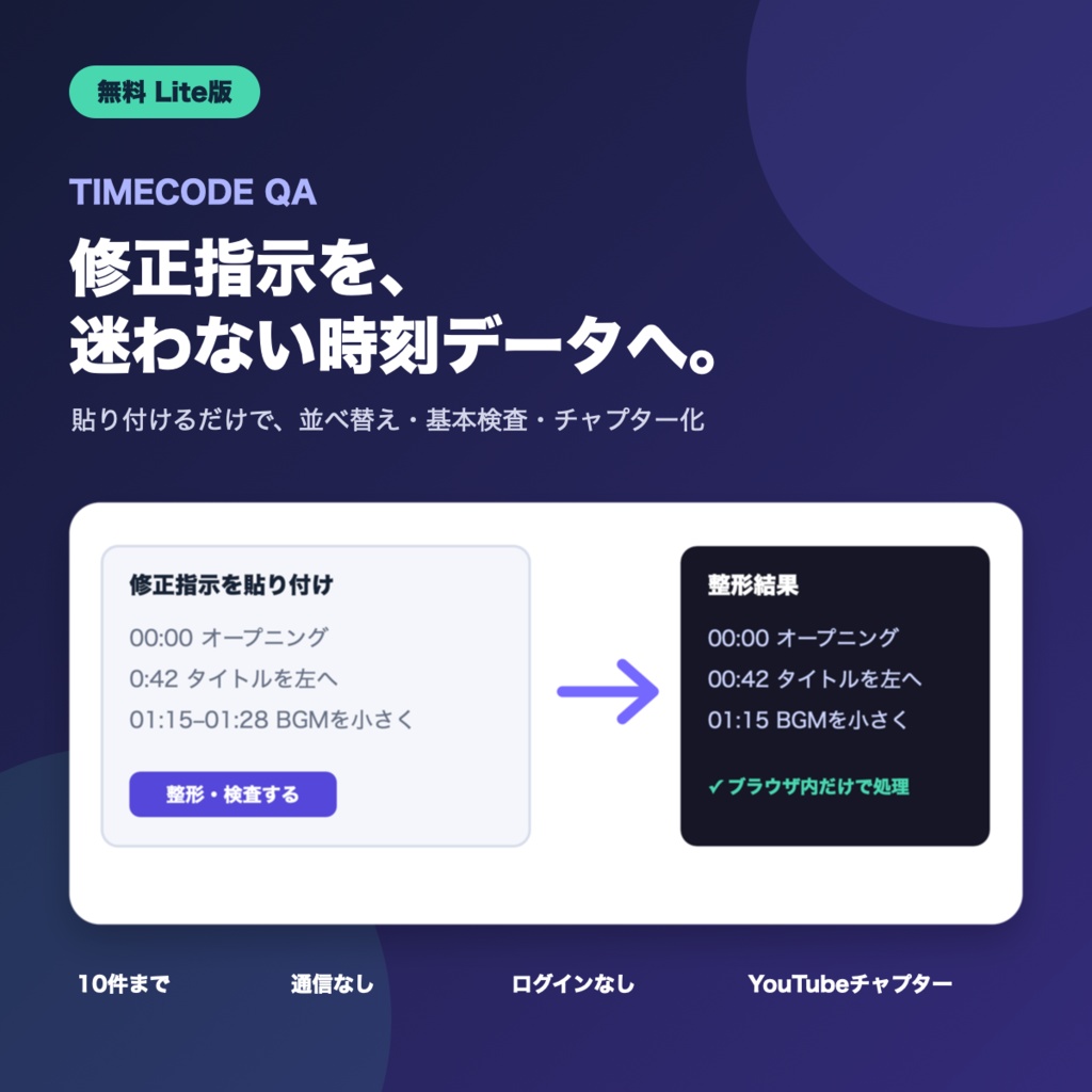 【無料版あり】動画編集の修正指示・タイムコード整形QA|切り抜き・VTuber・YouTube対応