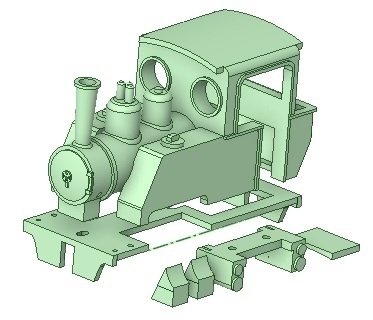 協三タイプ蒸機 8トン前後 1/80 9mm 3D PRINT一体形