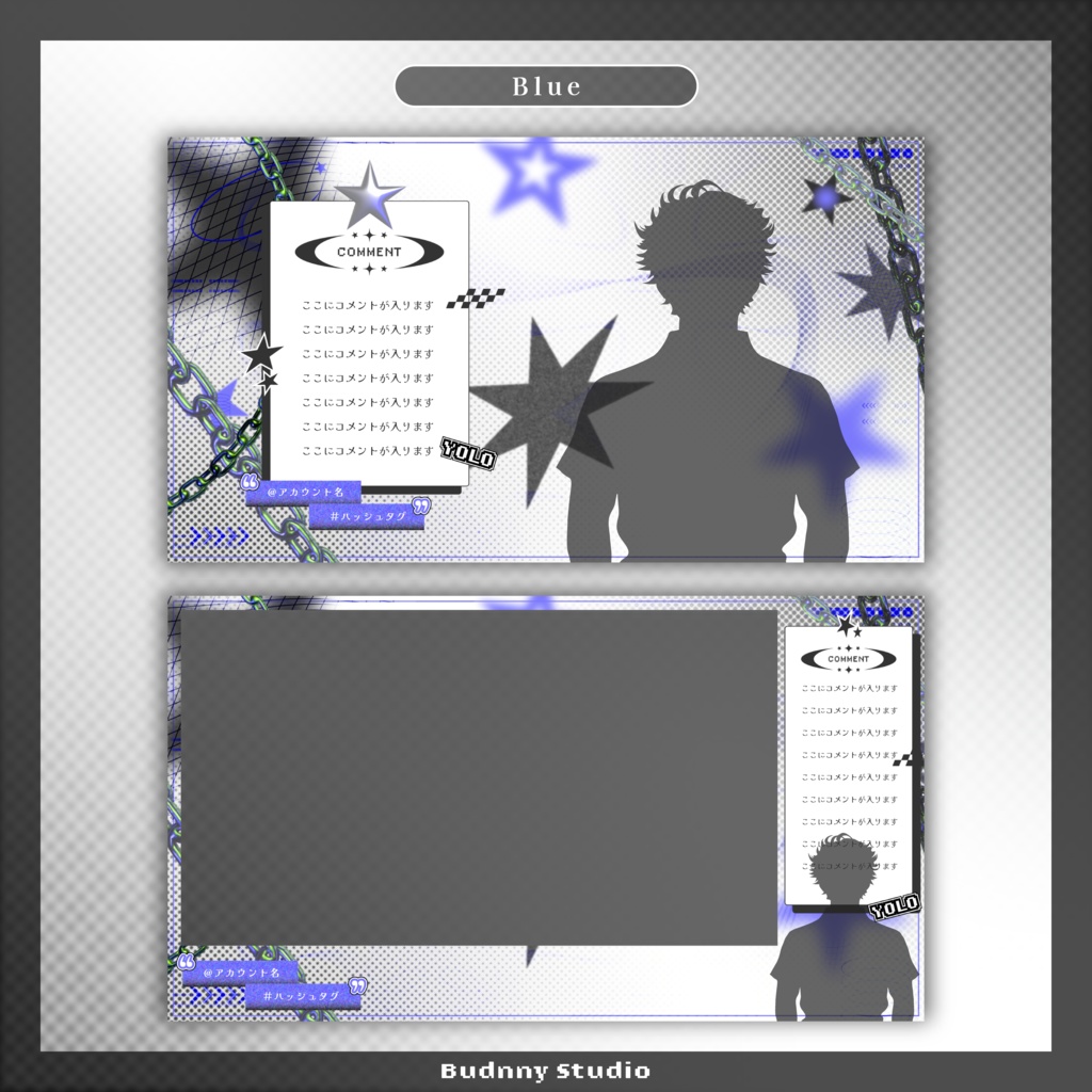 全6色♦動く配信画面セット♦Y2K Glitch Animated Stream Overlay Pack