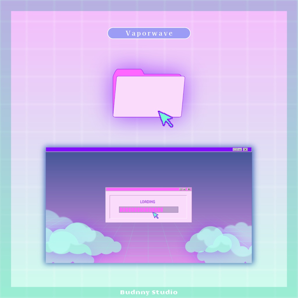 全4種♦デスクトップ風トランジション♦Vaporwave Stream Transition