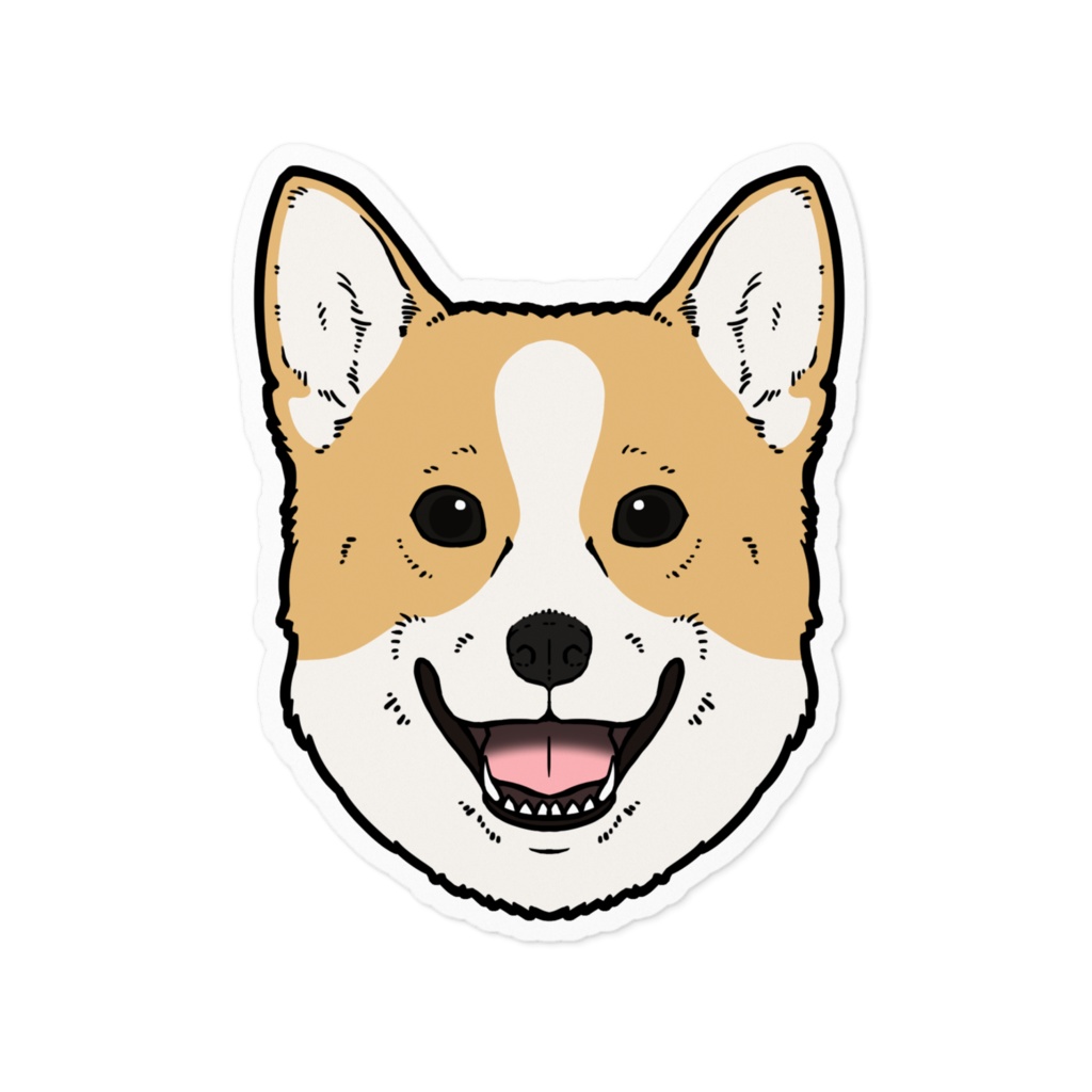 どうぶつのかおステッカー - コーギー