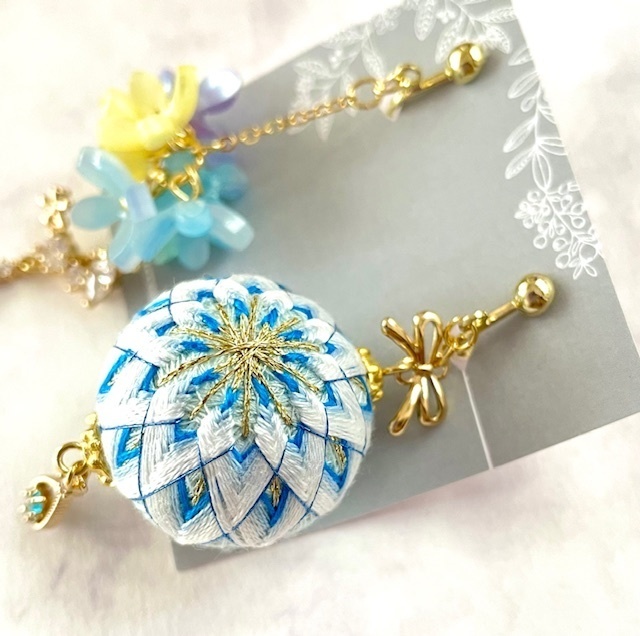 紫陽花手毬のイヤリング②