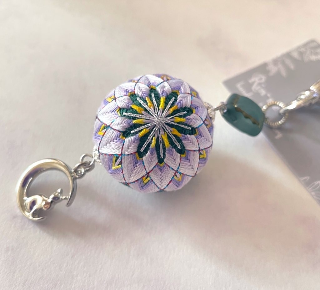 紫紫陽花手毬のキーホルダー