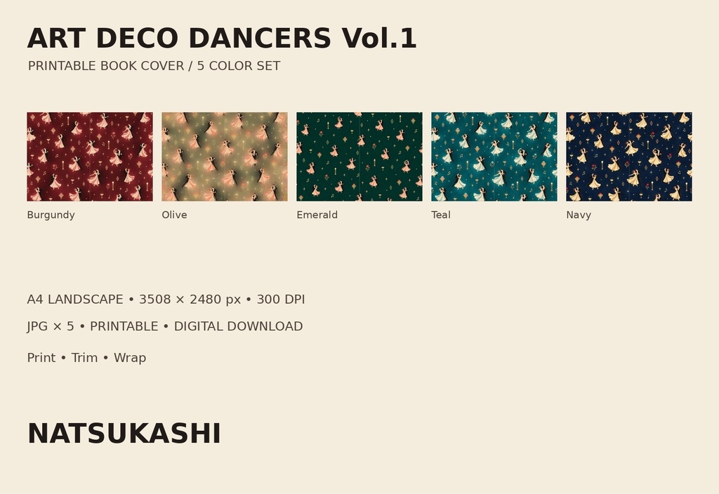 ART DECO DANCERS Vol.1｜ブックカバー 5色セット