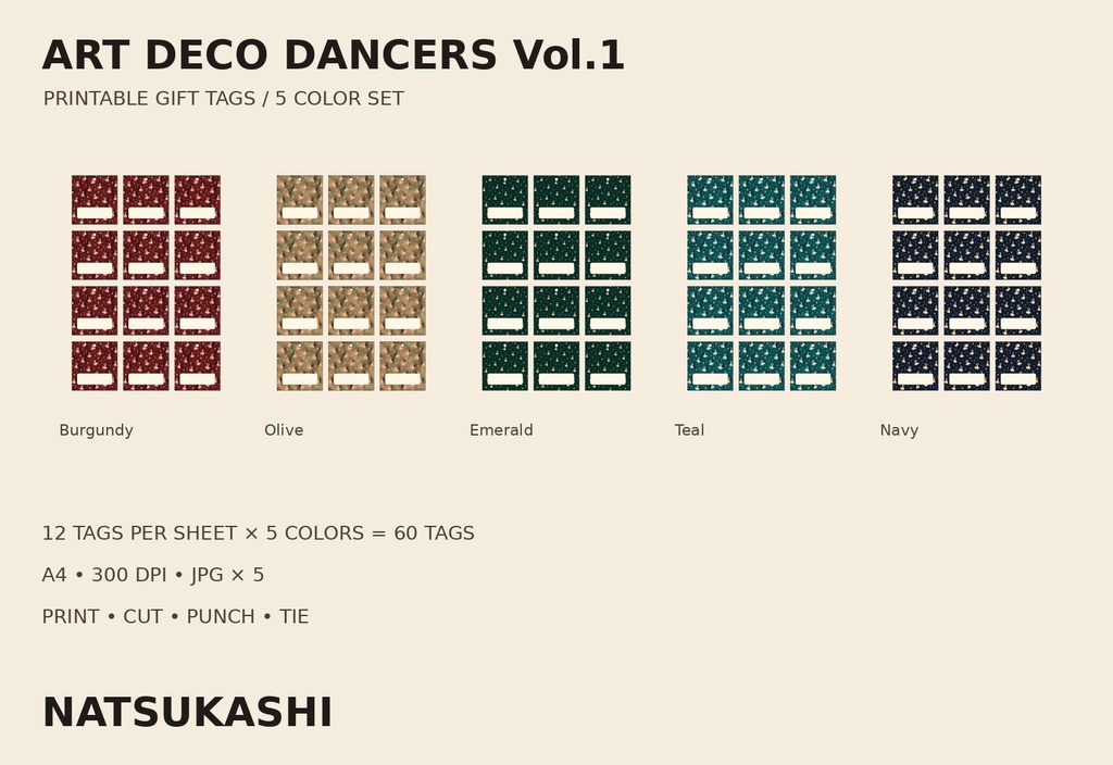 ART DECO DANCERS Vol.1｜ギフトタグ 60枚セット