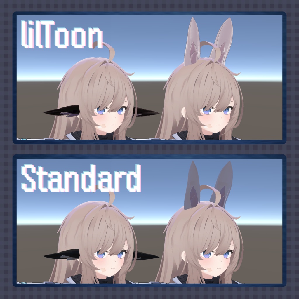 【PhysBone設定済み】ヤギっぽいケモノ耳【3Dモデル】