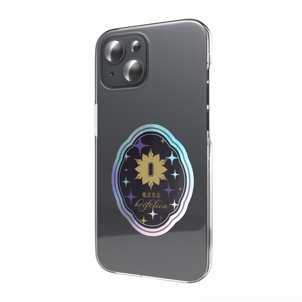 魔道具店krefelica ロゴ オーロラ スマホステッカー