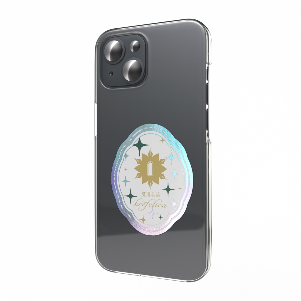 魔道具店krefelica ロゴ オーロラ スマホステッカー