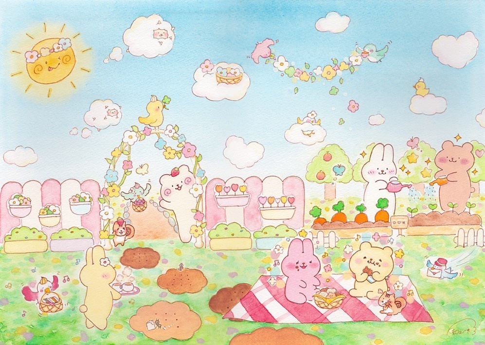 【トートバッグ】どうぶつたちがあつまるお庭.*