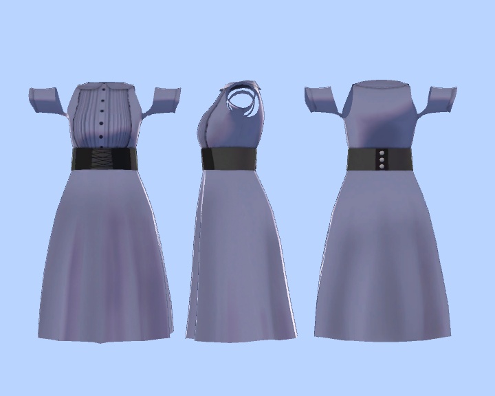 【3Dモデル】Ashちゃん向け衣装ブラウスワンピース