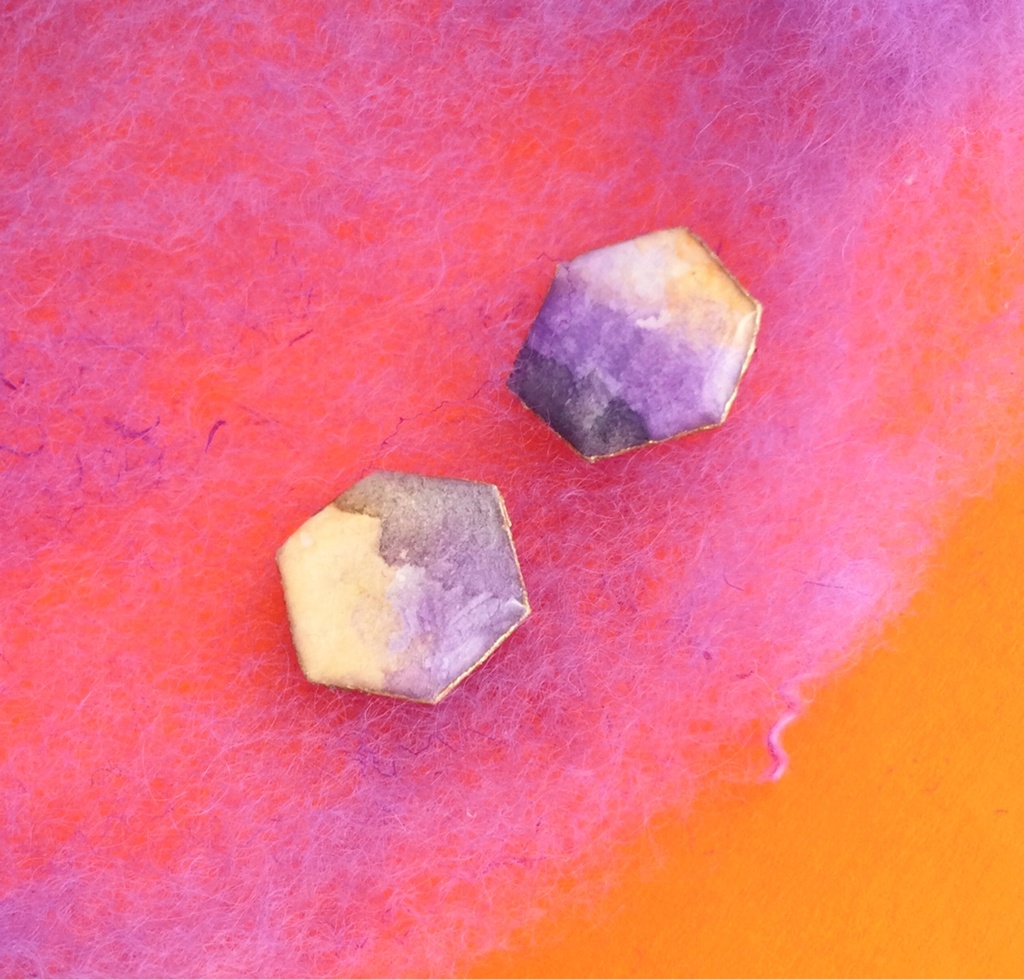 ーBewitched Orange!ー 水彩×ハロウィンカラー 小粒スクエアピアス/イヤリング