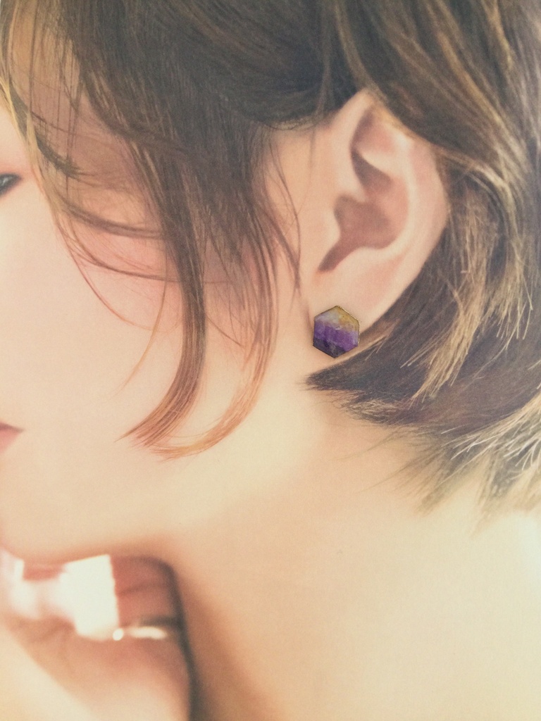 ーBewitched Orange!ー 水彩×ハロウィンカラー 小粒スクエアピアス/イヤリング