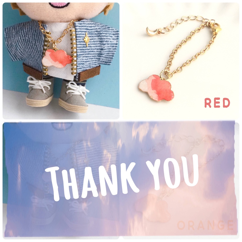 カラフルふわふわ雲のぬい用ネックレス