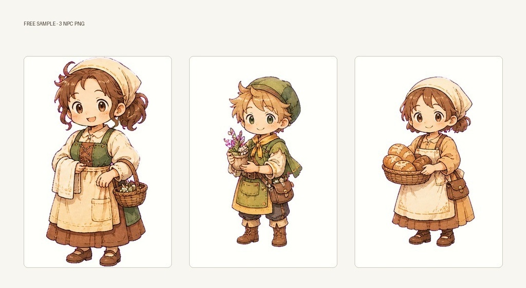 TRPG・動画用 絵本風ファンタジーNPC立ち絵素材 20体セット