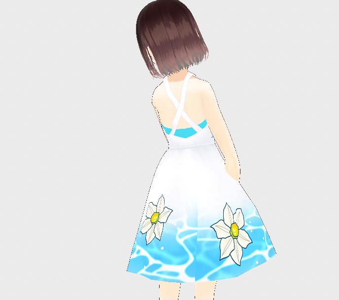VRoid 衣装 花柄ワンピース水仙