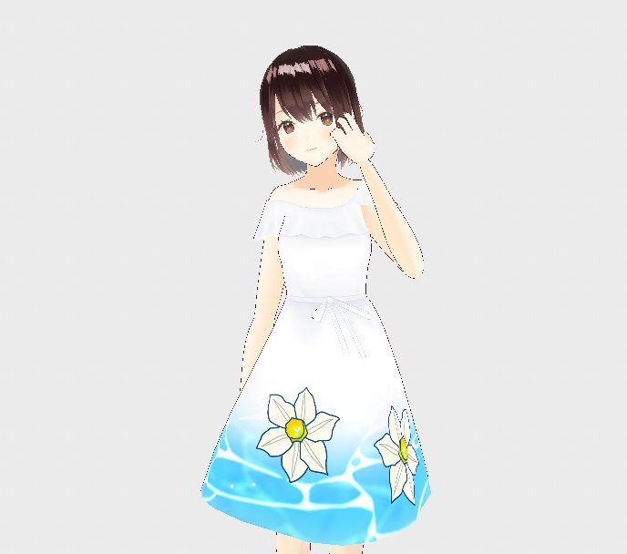 VRoid 衣装 花柄ワンピース（オフショル）水仙