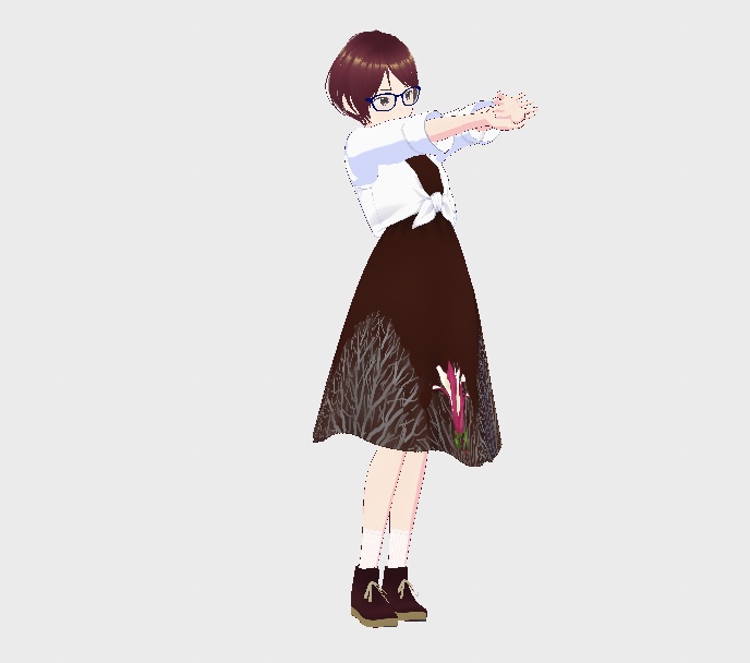 VRoid正式版 着せ替え衣装 ワンピース マグノリア(こげ茶)