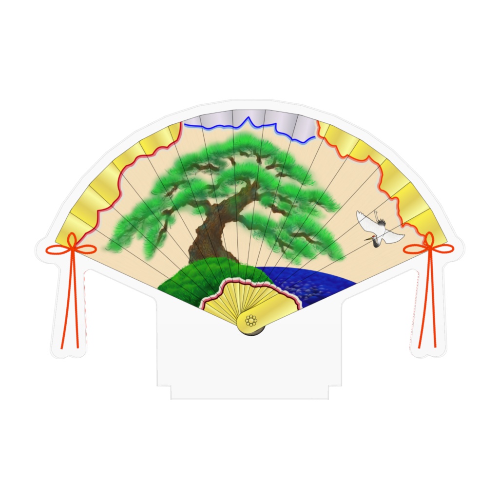 檜扇飾り 松に鶴