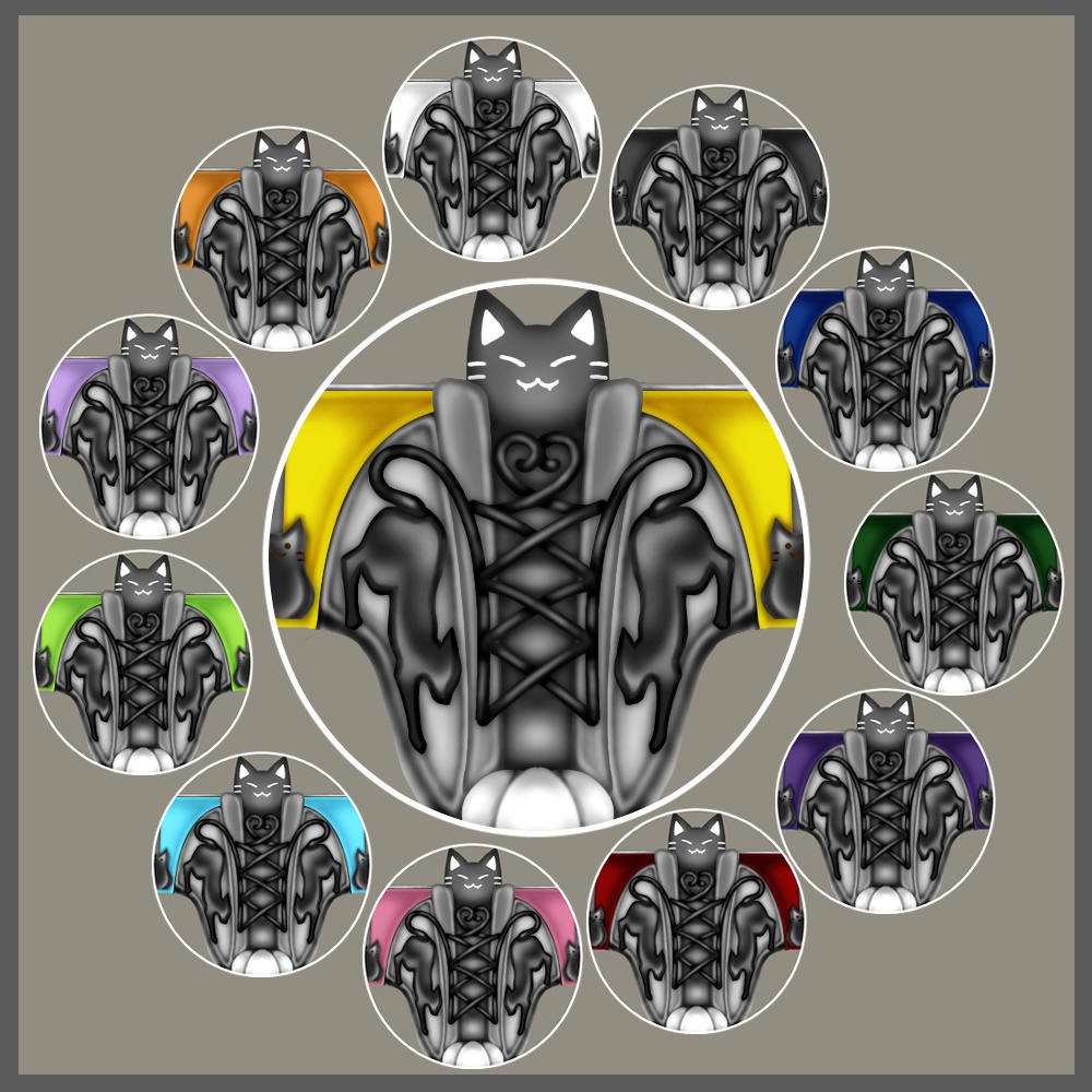 【Vroid正式版】伸び猫ハイカットスニーカー【白・黒・三毛】3種(12カラー)