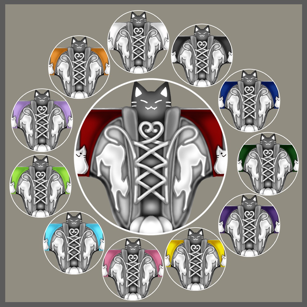 【Vroid正式版】伸び猫ハイカットスニーカー【白・黒・三毛】3種(12カラー)