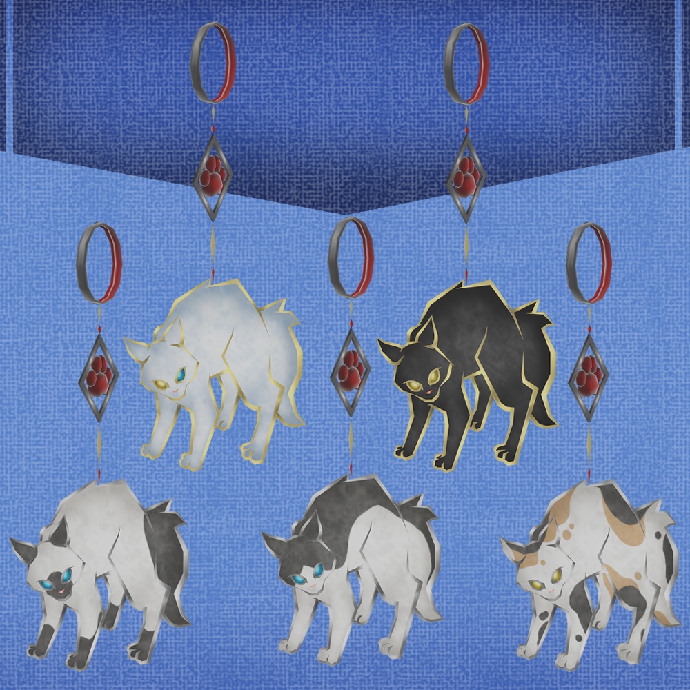 VRchat向け【やんのかポーズ】猫のブローチ&ピアスセット