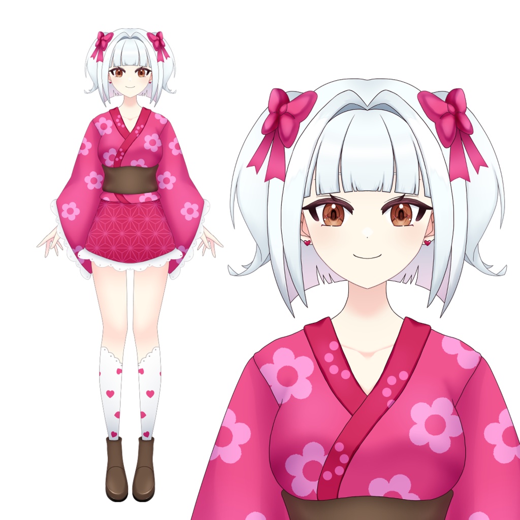 【汎用モデル】和装白髪女の子【VtubeStudio対応】