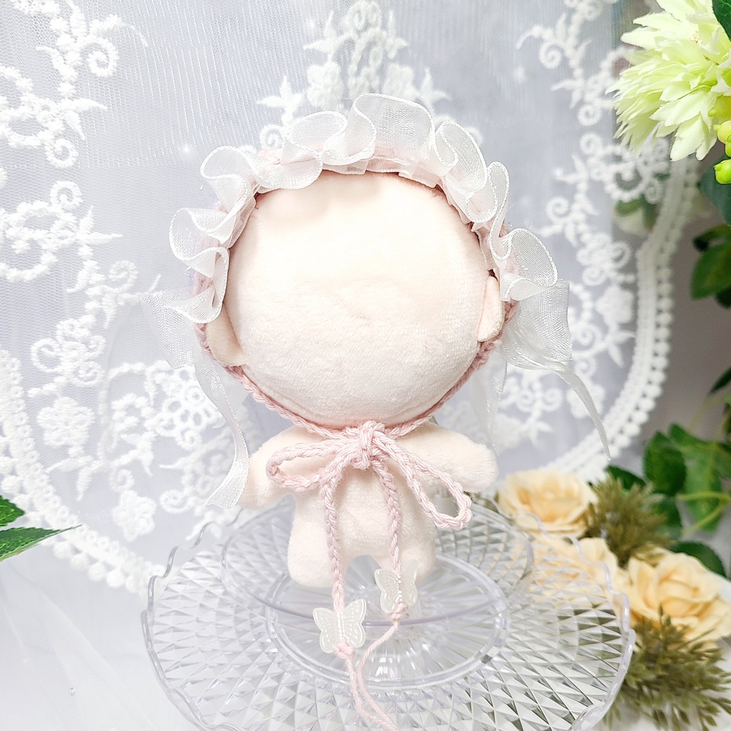 【10〜12cm用】ぬいのボンネット/きらきらお花