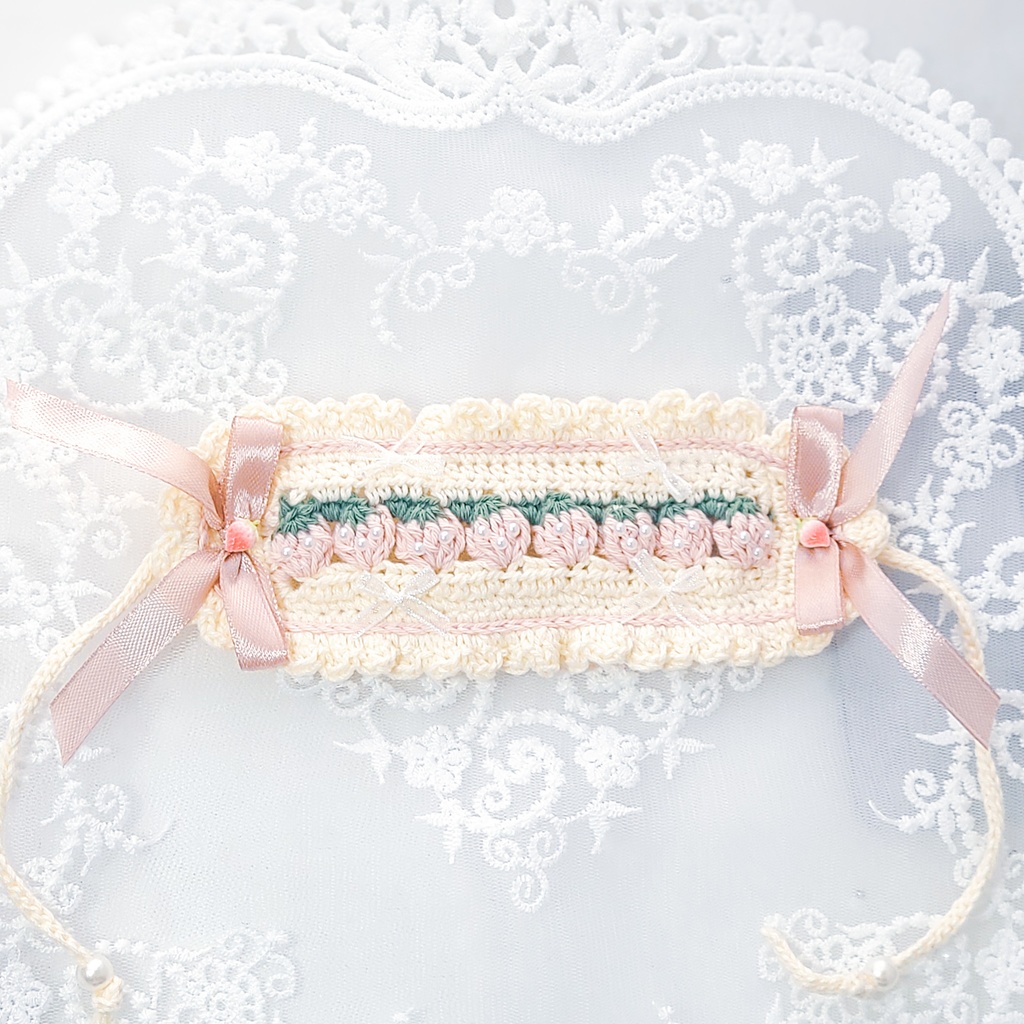 【15〜17cm用】ぬいのヘッドドレス いちごみるく