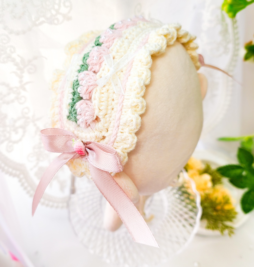【15〜17cm用】ぬいのヘッドドレス いちごみるく